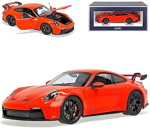 Porsche 911 992 GT3 Coupe Orange Neue Generation Ab 2019 1/18 Norev Modell Auto mit individiuellem Wunschkennzeichen