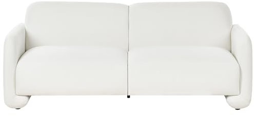 Beliani 3-Sitzer-Sofa aus Stoff Polyester Polsterung Breite Rückenlehne Armlehnen Wohnzimmermöbel Retro Weiß Saland