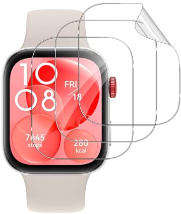 GEEMEE 3 Pezzi per Huawei Watch Fit 3/Huawei Watch Fit 4 Pellicola Protettiva, Non Vetro temperato TPU Flessibile Copertura Completa Impermeabile e indossabile Protezione Schermo