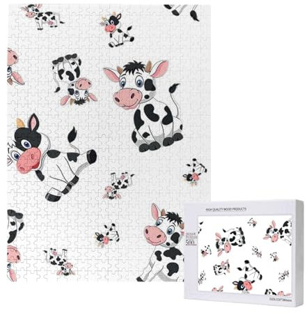 500 Pieces Jigsaw Puzzles Wooden Jigsaw Toy Family Game for Adults Teens,Cartoon-Kühe