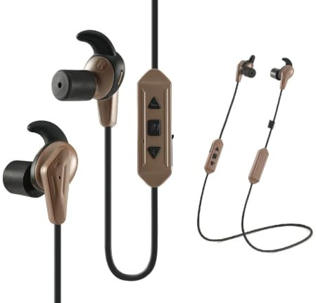 Omana Elektronische Ohrstöpsel mit Geräuschunterdrückung, Bluetooth 5.3, Gehörschutz, Kopfhörer für Jagd, Taktik, Schießen, Militär, Musikveranstaltungen, Bau, Konzerte, braun, S