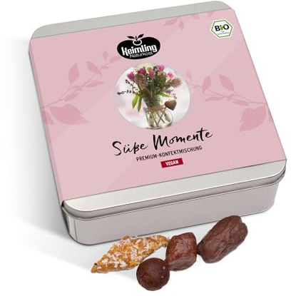 Keimling Geschenkdose Süße Momente, Bio 500 g – Vegane Konfektmischung, 100% pflanzlich, ohne Zusatzstoffe