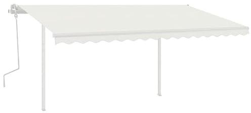 Markise manuell einziehbar 4x3,5 m - Pfosten Markise für Terrasse & Garten - Aluminiumrahmen & Polyesterstoff mit PU-Beschichtung - Wetterfest & langlebig