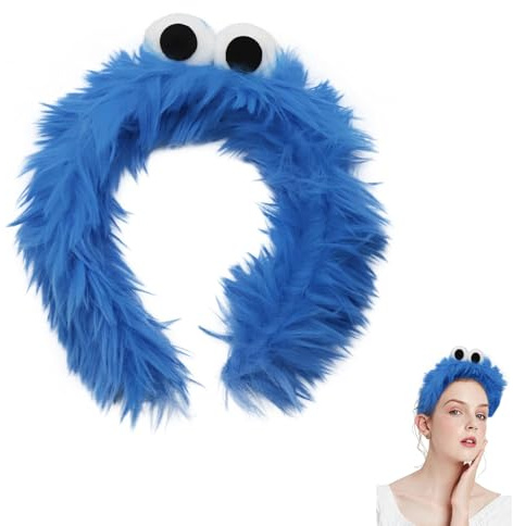 Krümelmonster Haarreif Krümelmonster Kostüm Damen,Cookie Fasching Haarreifen,Haarreif Karneval Damen,Monster Blau Keks Kopfbedeckung mit Kulleraugen Augen Accessoires,für Erwachsene Und Kinder Cosplay