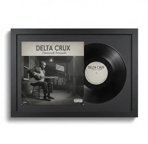 K-Möbel Schallplatten Rahmen Schwarz 40x60cm mit schwarzem Passepartout - Made in Germany - Vinylrahmen aus Echtholz für die Vinyl - UV-geschütztes Passepartout aus 100% Alpha-Zellulose