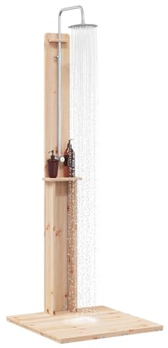 vidaXL Doccia da esterno 206 cm Legno massello di pino e acciaio inox