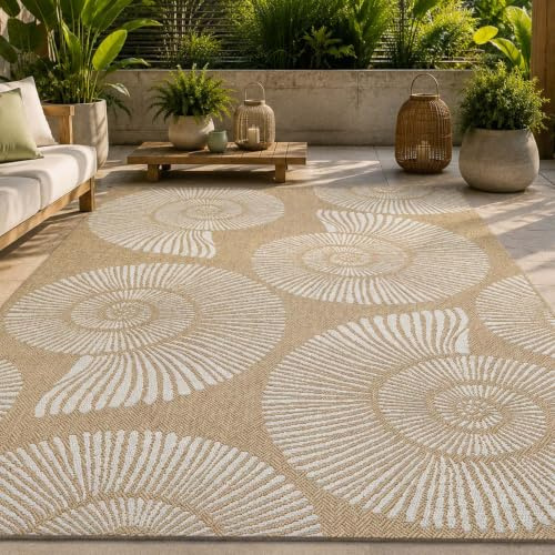 Taracarpet In- & Outdoor Teppich Wetterfest Wohnzimmer Balkon Küchenteppich Flachgewebe sisaloptik Maritim Natur 200x280 cm