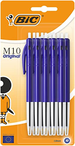 BIC M10 Clic Kugelschreiber, M-Spitze, Blau, 10 Stück