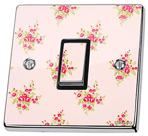Pink Shabby Chic Roses Light Switch Sticker Vinyl Cover Skin