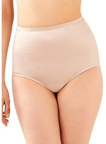 Bali womens Jacquard Mesh Tummy Panel Firm Control 2-pack Fajas Dfx710 shapewear briefs, Nude/Nude, Large US