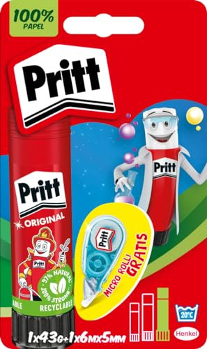 Pritt – Pack bâton de colle 43 g + correcteur Micro Rolli 5 mm x 6 m