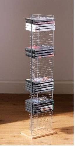 OTZ Wood Base 50 DVD Tower Free Standing Heavy Duty DVD rack Media Storage Unit FOR DVD Games