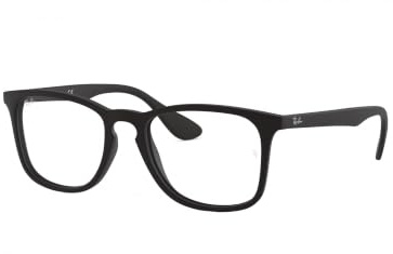 Ray-Ban Unisex RX7074 Square Prescription Eyewear Frames, Rubber Black/Demo Lens, 52 mm