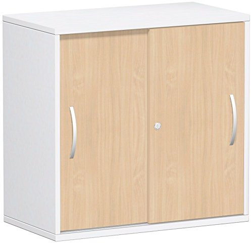 Gera Möbel Schranksystem Flex Schiebetürenschrank, Holzdekor, buche/weiß, 80 x 42.5 x 79.8 cm