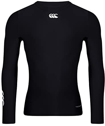 Canterbury Men's Thermoreg Long Sleeve Top | Compression Shirt | Base Layer Top with Heat Retention & Thermal Regulation, Black, XS