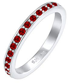 Elli Ring Damen Band Memoire mit Kristallen in 925 Sterling Silber