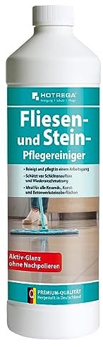 HOTREGA Fliesenreiniger und Steinpflegereiniger 1 Liter | Konzentrat mit 3in1-Wirkung, rutschhemmend, Schutz vor Neuverschmutzung Fett Öl Seife