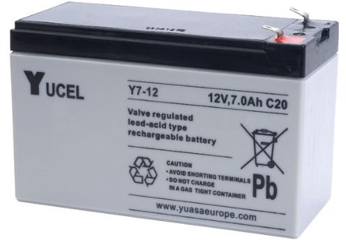 Yuasa Batterie Yucel Y7-12 7Ah 12V (151mmx65mmx94mm) Pour alarme, SAI (UPS) et éclairage d'urgence...
