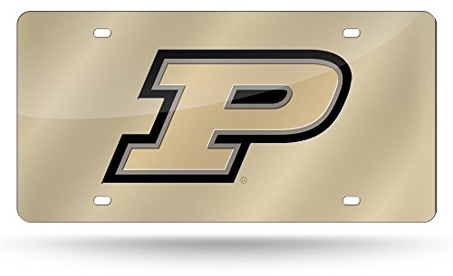 Rico Industries NCAA Purdue Boilermakers - Gold Laser Inlaid Metal License Plate Tag , 6 x 12
