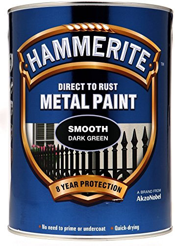 New 2015 Hammerite Smooth Direct To Rust Metal Paint Dark Green 5L
