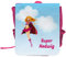 Kinder-Rucksack mit Namen Hedwig und schönem Superheldinnen-Motiv und Text - Super Hedwig - für Mädchen