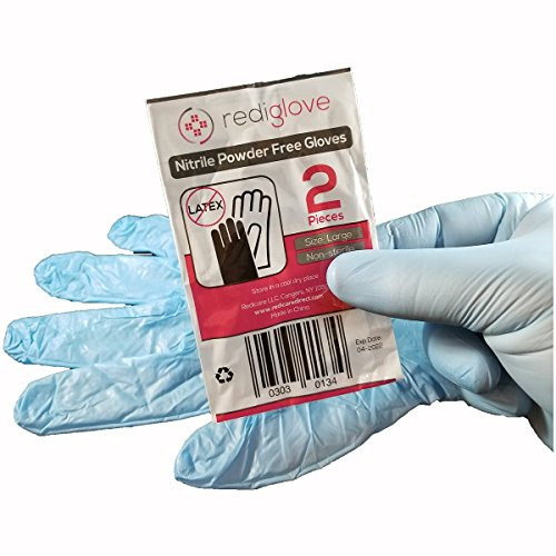 100 Pairs Blue Nitrile Powder Free Disposable Emergency Gloves - 1 Pair per Bag First Aid/CPR/Bloodborne Pathogen Kit Gloves (100)