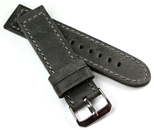 Handmade 22mm / 22mm Flieger Echt Leder RIOS Uhrenband Lederarmband Leder grau ROBUST Stark Vintage Used Look B131