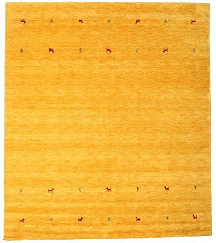 RugVista, Gabbeh Loom Two Lines, Teppich, Mittelflor, 240 x 300 cm, Rechteckiger, Gabbeh, Wolle, Flur, Schlafzimmer, Küche, Wohnzimmer, Gelb, Mehrfarbig