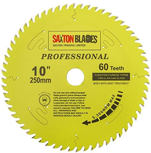 Saxton - TCT25060TPRO - Lama per sega circolare TCT, 250 mm x 60T x 30 mm, foro da 16, 20, 25 mm, anelli di riduzione compatibili con Bosch Makita Dewalt ecc.
