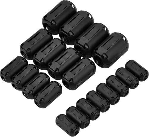 XShine (Pack of 20pcs) Clip-on Ferrite Ring Core RFI EMI Noise Suppressor Cable Clip for 3mm/ 5mm/ 7mm/ 9mm/ 13mm Diameter Cable, Black