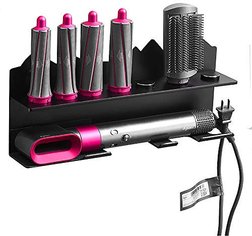 Kyrio Haartrockner-Wandhalterung für Dyson Haartrockner Airwrap Styler Lockenwickler und 7 Locken Barrels Curling Kit Organizer Rack Wandhalterung Ständer Organizer Edelstahl rose
