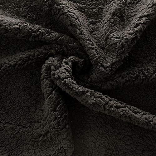 STOFFKONTOR Teddy Plüschstoff Super Soft 2 Stoff - kuschelweicher Plüschstoff - Meterware, Schwarz - zum Nähen von Bekleidung und Dekorationen jeder Art