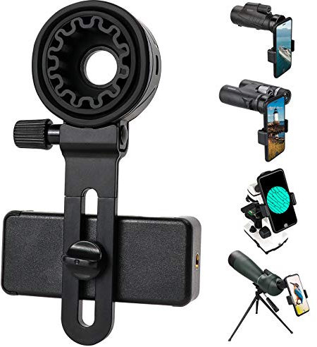 Adaptador de teléfono para telescopio, binoculares compatibles con Soporte de teléfono Celular, monocular, microscopio, telescopio, Soporte de Clip para teléfonos Inteligentes Compatible