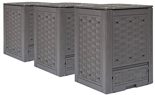 Ksodgun Garden composter 3 pcs. Thermo composter quick composter composter composter composter for garden Brown 60 x 60 x 83 cm 900 L