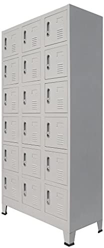Schließfachschrank mit 18 Fächern Aktenschrank Abschließbare Metallschrank Werkzeugschrank mit Lüftungsöffnungen Spindschrank 90 x 40 x 180 cm