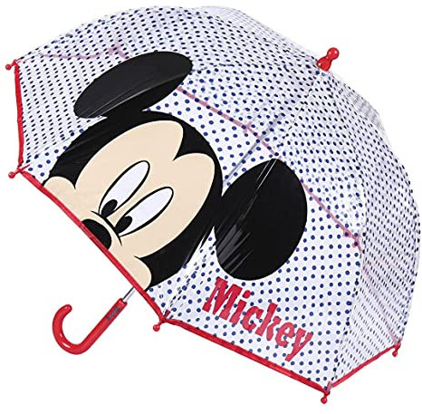 Paraguas Burbuja Mickey- Apertura Manual - 100% POE,Estructura de Fibra de Vidrio - Producto Original Diseñado en España