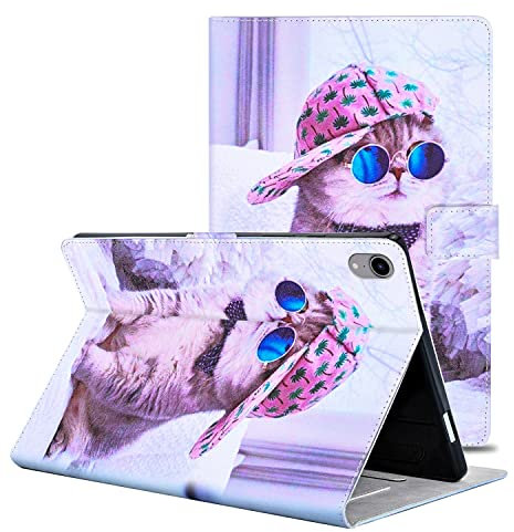 Succtopy Case for iPad Mini 6, Folio Flip PU Leather Protective Case iPad Mini 6 2021 Pen Holder Stand Wallet Cover Case Tablet Case iPad Mini 6th Generation 8.3 Inch 2021, Hat Cat