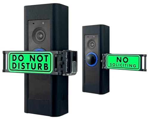 Universal Fitting Doorbell Cover That Rotates from DO NOT Disturb to NO Soliciting - Horizontal & Vertical Mode, Easy to Install, No Tools Needed - Sign Blocks Any Video or Ring (Black)