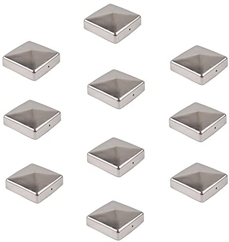 Baumarktplus 10x Edelstahl Pfostenkappe Abdeckkappe für Pfosten Pyramide 91 mm 9x9 cm