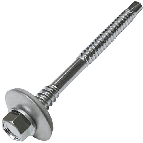AERZETIX - C57585 - Satz mit 25 selbstbohrenden schrauben mit doppelgewinde grobgewinde Ø5.5x6x75mm sandwichplatten - dichtscheibe EPDM Ø19mm - sechskantkopf 8mm - DIN 7504K - aus kohlenstoffstahl