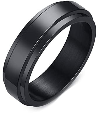 Epinki Anti Stress Ring, Angst Ring für Frauen Männer Spinner Ring 6mm Band Ringe Cool Fidget Angst Ring für Angst Stress Ring Anti Angst Relief Ringe, Gr.52 (16.6)