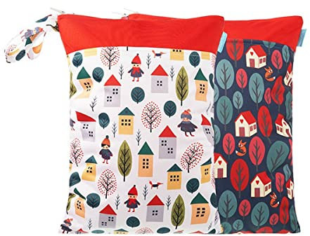 Daysskk 2 Stück Wetbag Kindergarten Windeltasche Wasserdicht Wickeltasche Baby Wasserdichter Beutel für Strand Schwimm Reisen 30 * 40CM