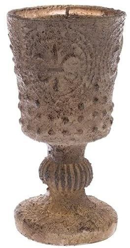My Flair Designkerze Vasenform Groß – Skulpturale Dekokerze | Vintage-Patina, Kelchform mit Reliefmuster, rustikale Wachskerze als Statement-Piece für Wohnzimmer & Geschenk