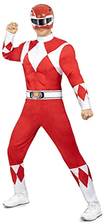 Funidelia Power Ranger Kostüm rot für Herren, Offizielle Lizenz, Größe M Film und Serien, Superhelden - Verkleidung für Erwachsene für Partys, Karneval und Halloween