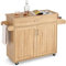 GOPLUS Servierwagen mit Schublade & Schrank, Rollbarer Küchenwagen, Beistellwagen mit Verstellbarer Trennwand, 2 Räder mit Bremse, aus Holz, im Landhausstil, für Küche Restaurant (Natur)