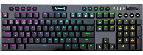 Redragon - Horus Teclado Mecánico Gaming Inalámbrico RGB - Switch Rojo - Español - Negro