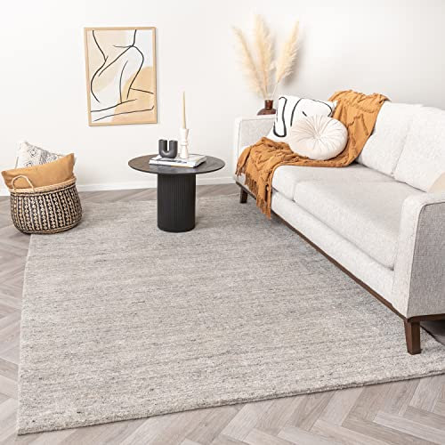FRAAI Berberteppich - Aicha Grau 160x230cm - Wolle, Viskose - Flachgewebe - Meliert, Einfarbig - Modern, Skandinavisch - Wohnzimmer, Esszimmer, Schlafzimmer - Rug