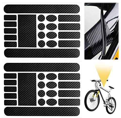 YUFFQOPC 2 Pcs Bike Stickers Sticking Anti-rub Protection Film Scratch Paint Protection Film Bike Frame Protection Film for Mountain Bikes Road Bikes, Bicycle Protection Tape (Carbon Fiber Color)