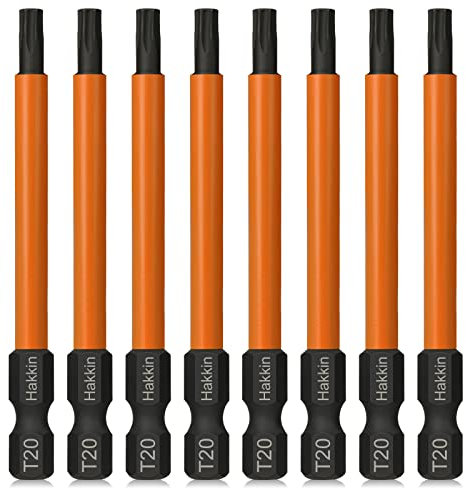 Hakkin 8 Stück T20 Torx Schraubendreher Bits Set, 75mm Lang 1/4 Magnetischer Schraubenzieher S2 Stahl Schlagschrauber Bohrer Screwdriver Set fur T-Profil Schrauben,Bohrhammer, Akkuschrauber