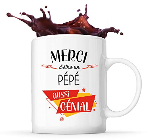 Planetee Mug Merci Pépé Génial | Tasse Idée Cadeau Anniversaire Noël Grand-père Papi